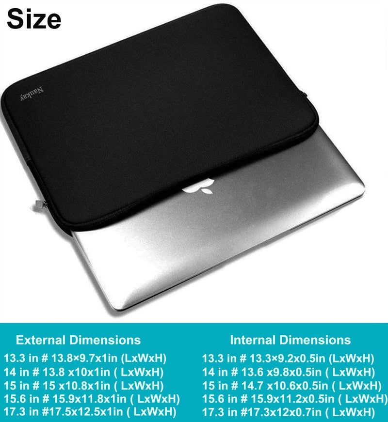 Naukay 17 inch Laptop Sleeve Case  17-17.3 Inch Resistant Neoprene Laptop Sleeve/Notebook Computer Pocket Case/Tablet Briefcase Carrying Bag Compatible Asus/Dell/Fujitsu/HP/Sony/Acer - (Black) - Image 4